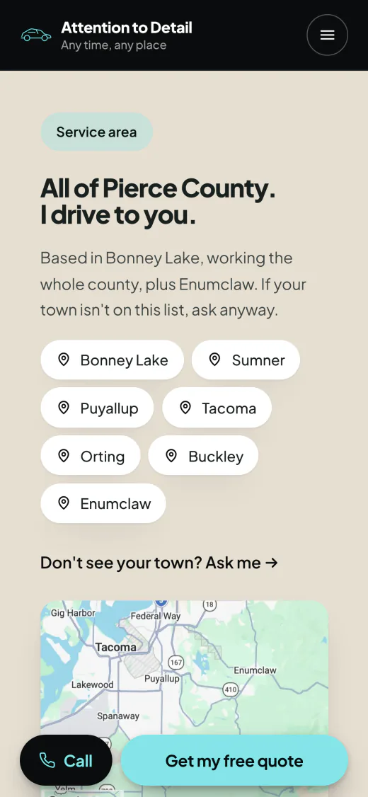 Attention to Detail on a phone: Every town she drives to, named and mapped